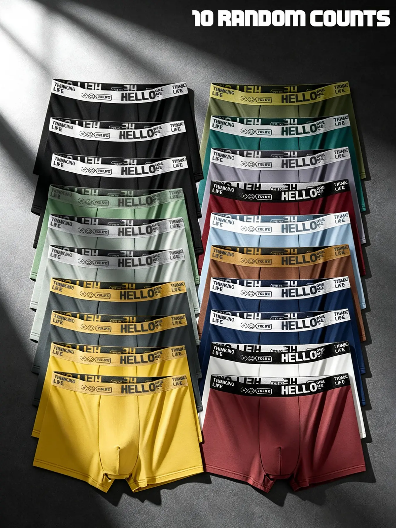 10 pcs random men's boxer briefs, fashionable and comfortable boxer briefs, High elasticity, quick drying sports underwear, suitable home-based, comfortable men's underwear, men's novel underwear, suitable for wearing in all seasons.