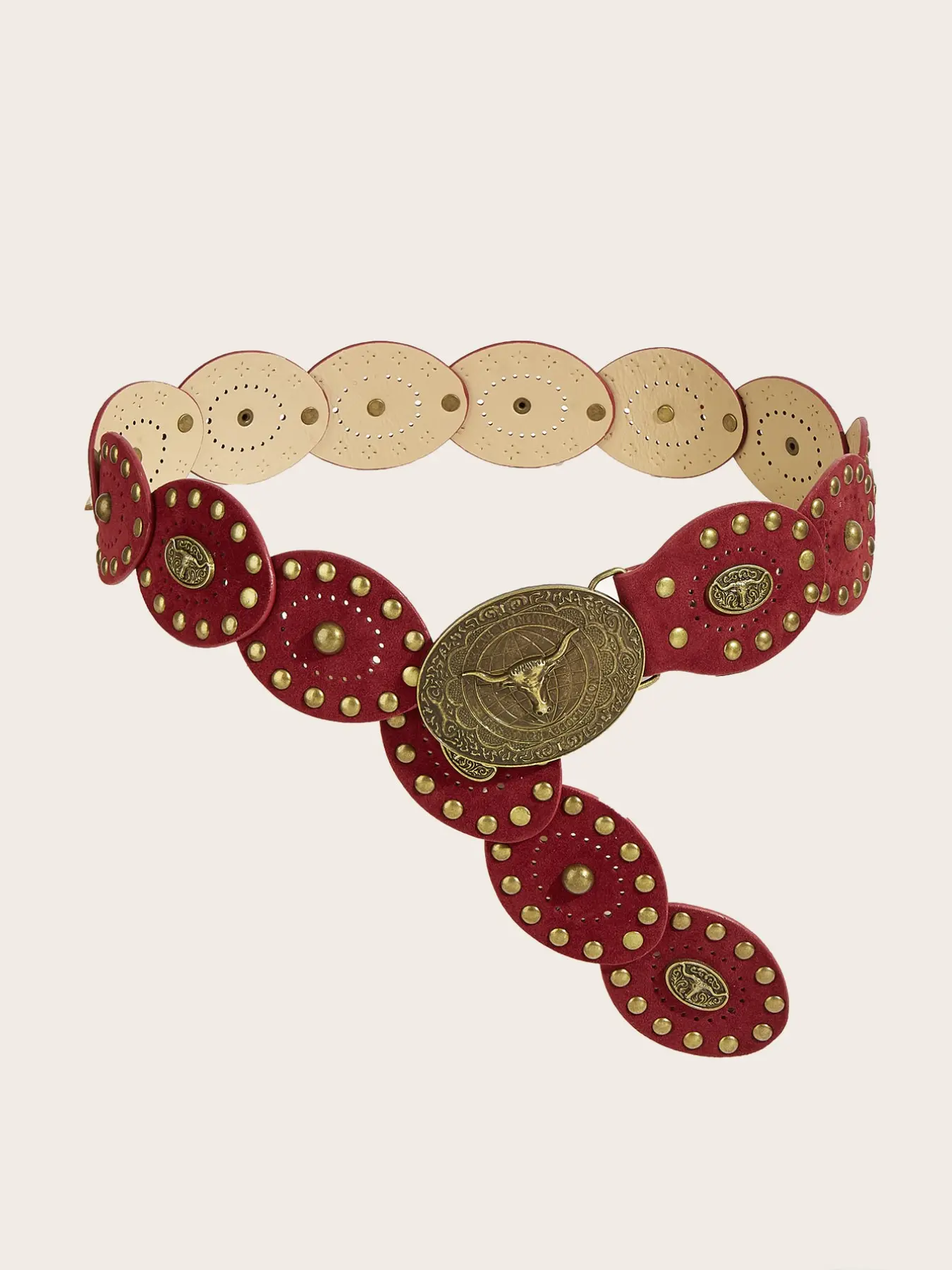 Boho Cow Head Studded Belt, Punk Western Style, Y2K Girl Chunky Belt, Perfect for Parties, Casual Outing, Streetwear, School, Holiday Gifts