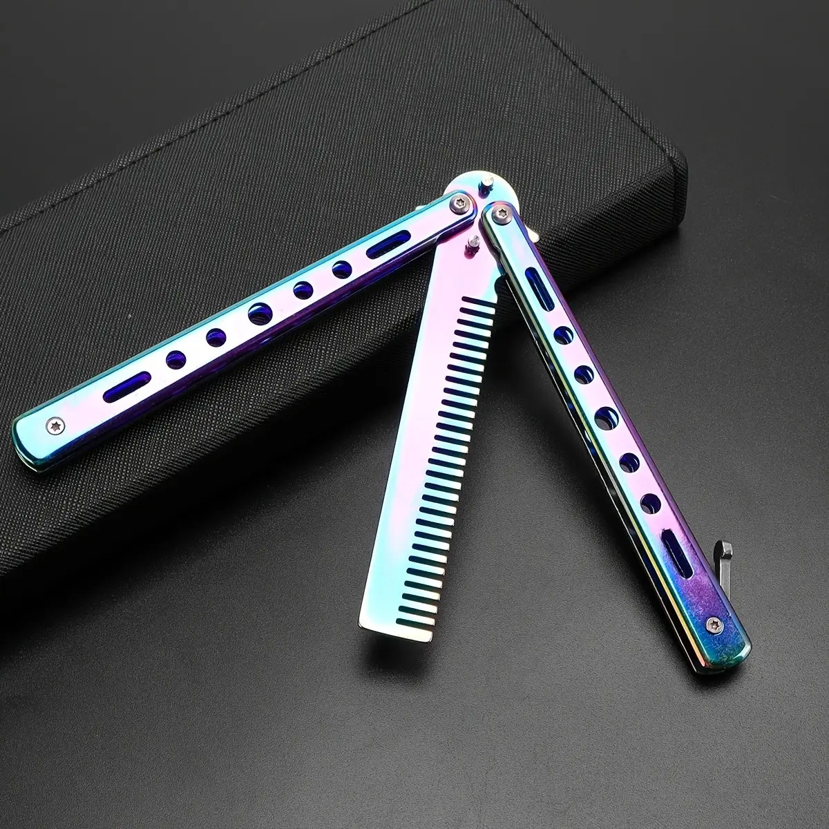 Foldable Stainless Steel Butterfly Comb, Pocket Design, Durable Handle, Two Colors, Premium Metal Hair Comb for Daily Use and Travel, Hairstyling Comb