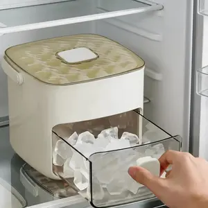48 Cube Ice Maker with Easy Press Lid Double deck Portable Silicone Trays Durable Plastic DIY Frozen Food Beverages Summer Drinks Countertop Cooling Modern Kitchen Gadgets