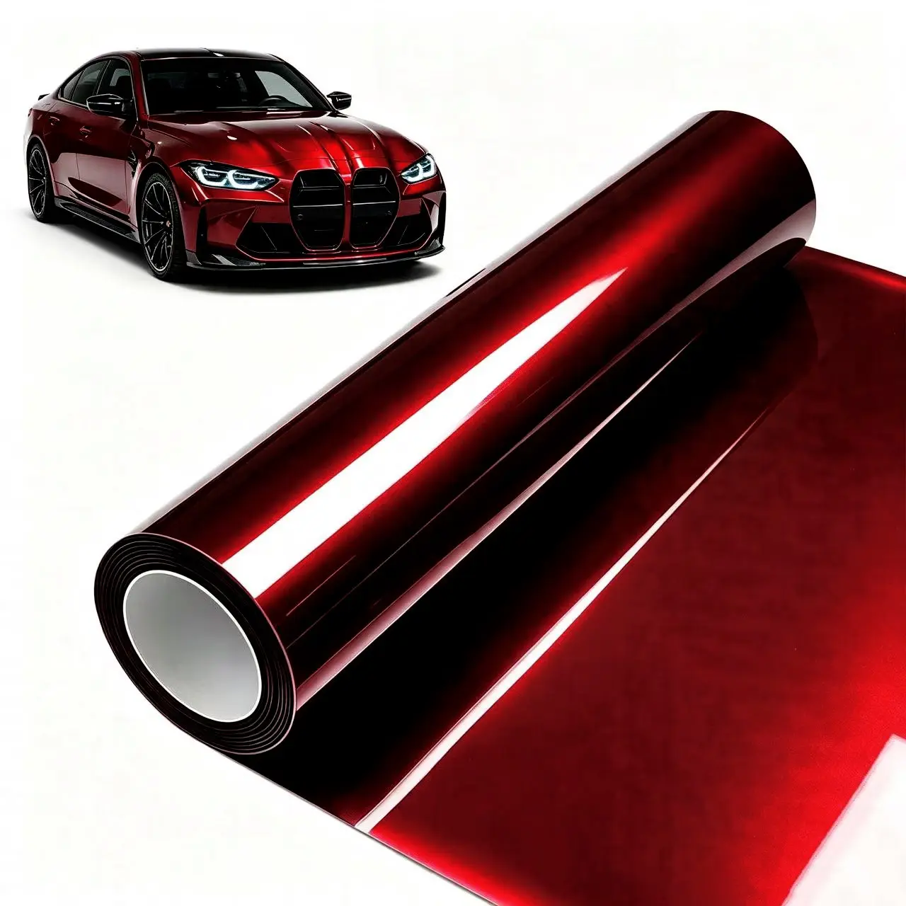 Premium PET High Glossy Liquid Metallic Dragon Blood Red Vinyl Wrap Film Car  Motorcycle Sticker Decal Air Release Self Adhesive Car Wraps