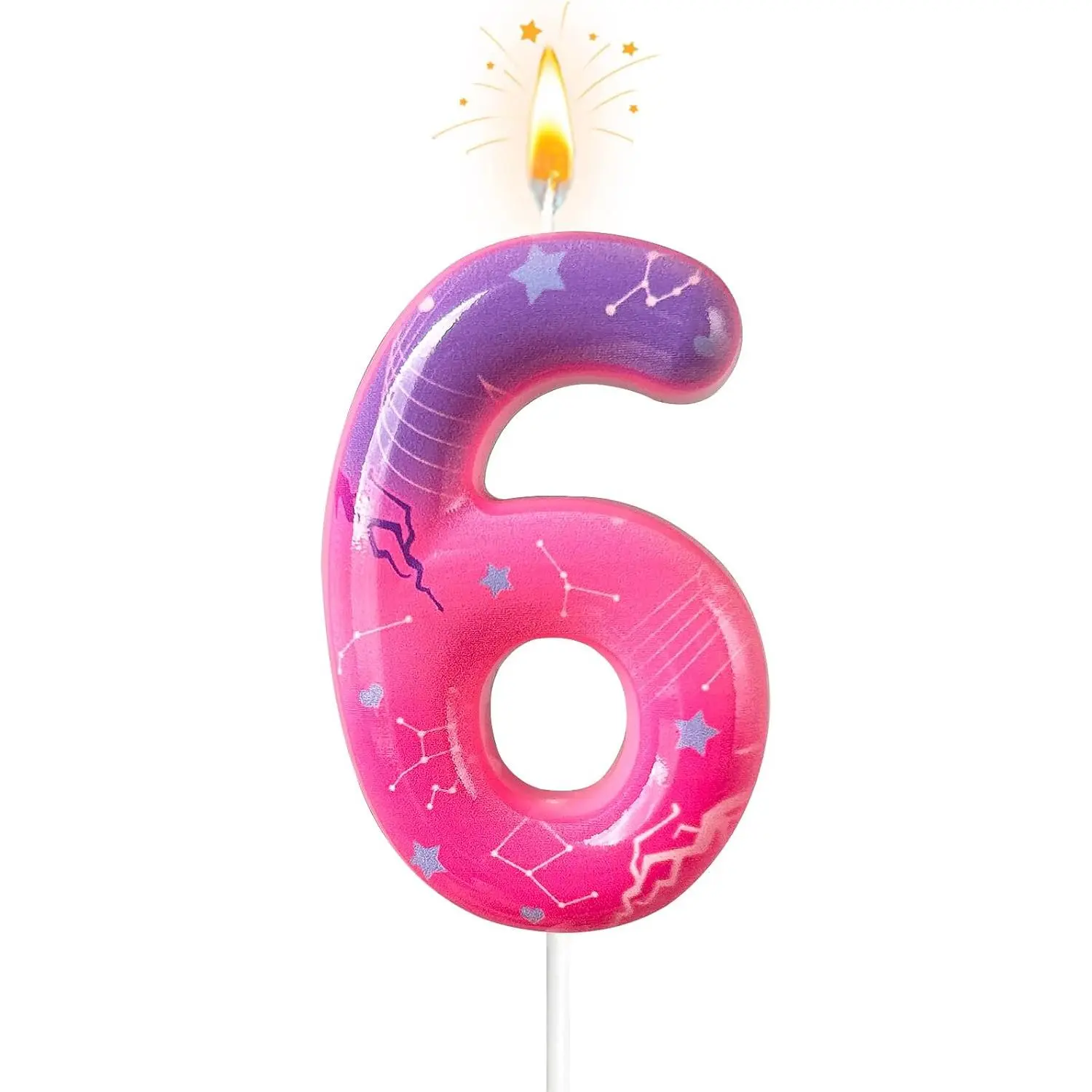 K-pop   Number Birthday Candle – Trendy Cake Decoration for Themed Parties, Sparkly Gradient Cake Topper for Girls Birthday Party Decoration for Teens(Number 6)
