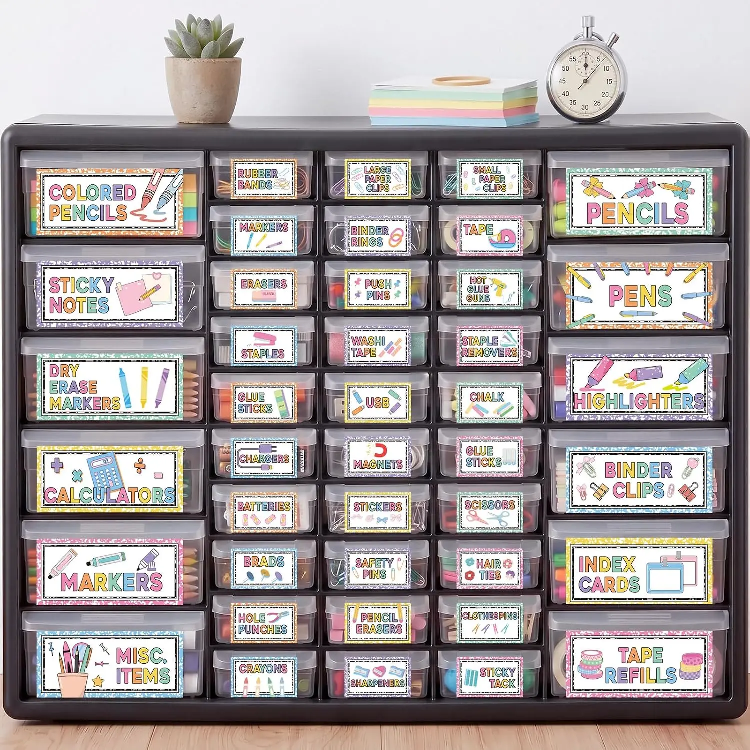 84 count Teacher Toolbox Labels Composition Teachers Toolbox Labels for Classroom Teachers Tool Box Storage Stickers for  to School Supplies Drawer Desk Organization Decoration Tag(Lively)