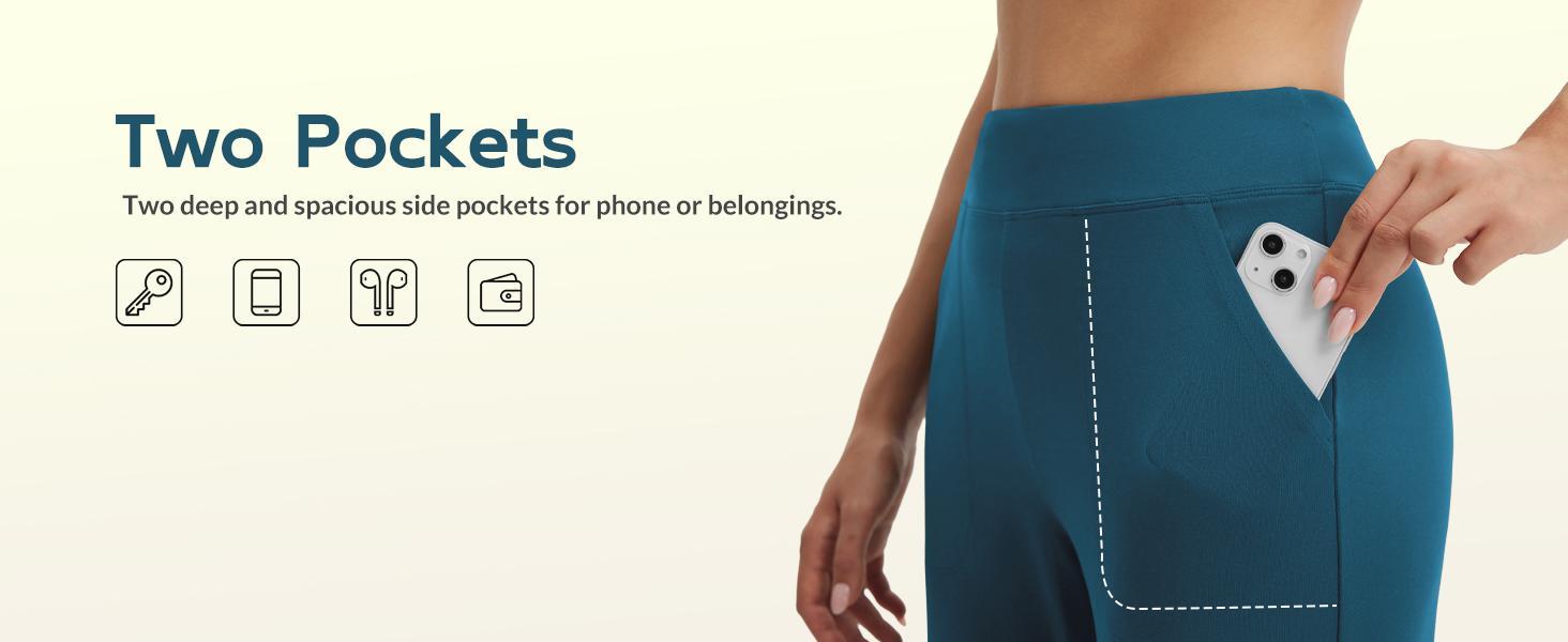 baleaf Womens Capri Pants High Waisted Straight Leg Yoga Capris Leggings with Pockets Crop Workout 21" Summer Pants