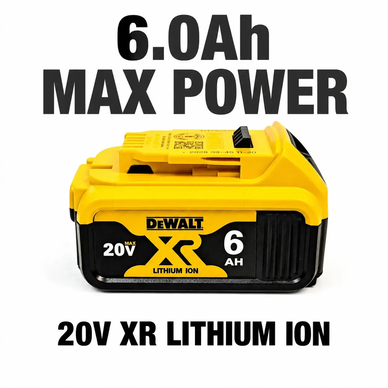 DEWALT DCB206 20V MAX XR Battery 6 Ah Lithium Ion, Premium High Capacity Long Lasting Cordless Tool Battery Pack (DCB206)