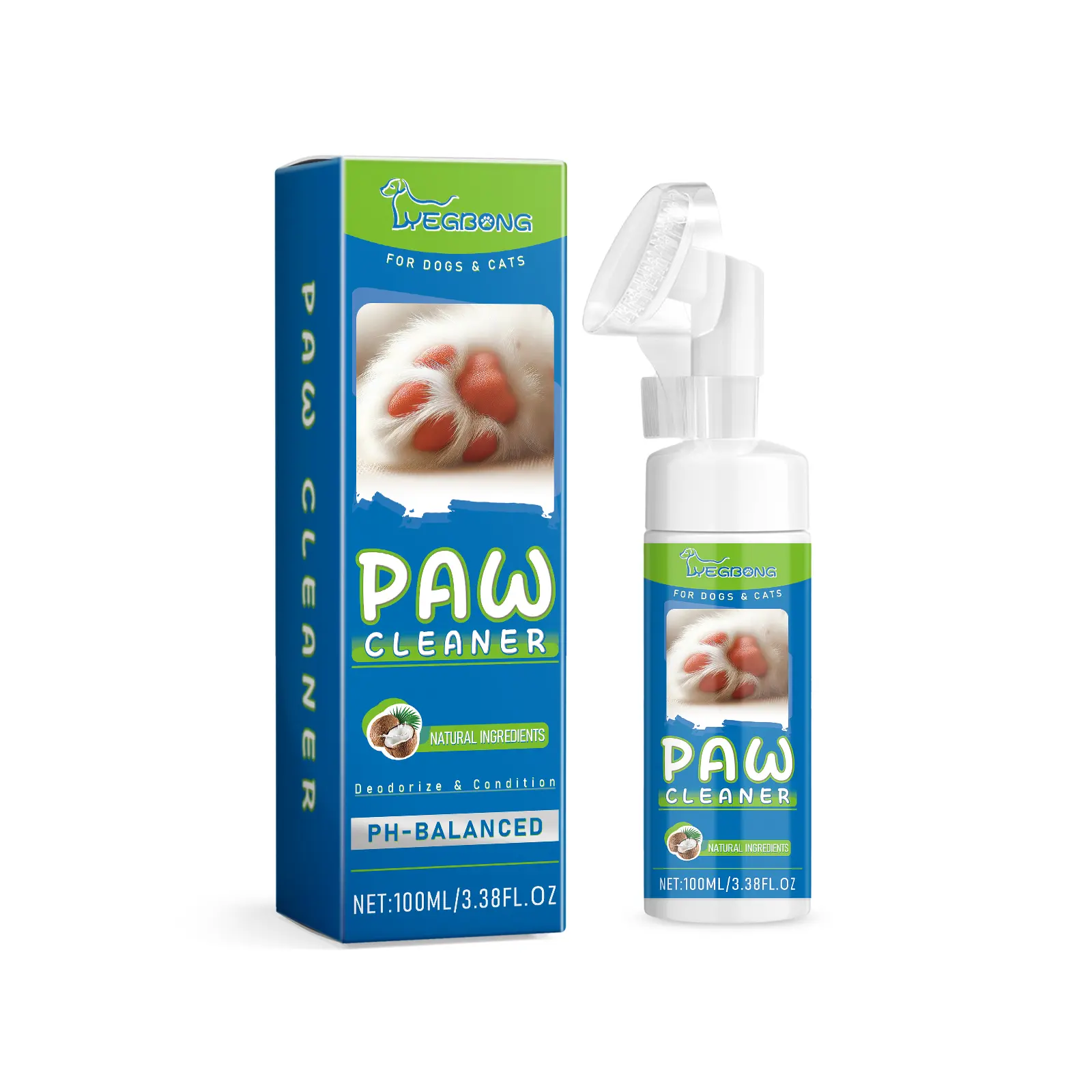 Yegbong Pet Paw Cleaner Foam - Dog and Cat Care, Deodorizes Paws