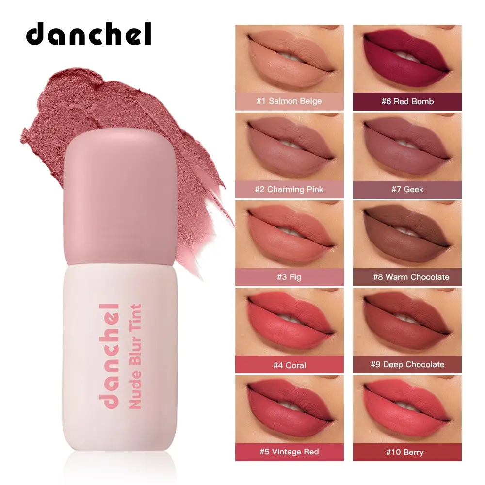 Danchel Velvet Matte Lip & Cheek Tint, Lightweight Silky Formula, Smooth, Blurs Lip Lines & Texture, 10 Shades Long-Lasting, Ideal for Daily Wear & Date Looks