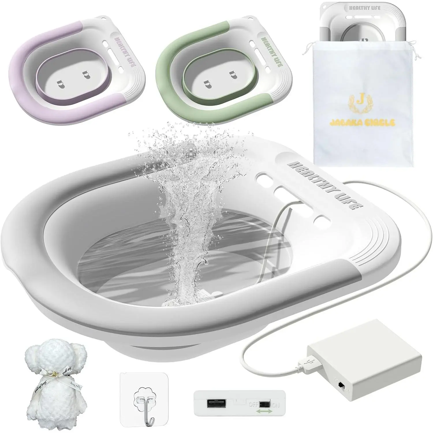 Electric Collapsible Sitz Bath for Toilet, Unisex Portable Sitz Bath Tub for Hemorrhoids and Postpartum Care Soak, Wide Seat Design, Easy Storage for Home Use