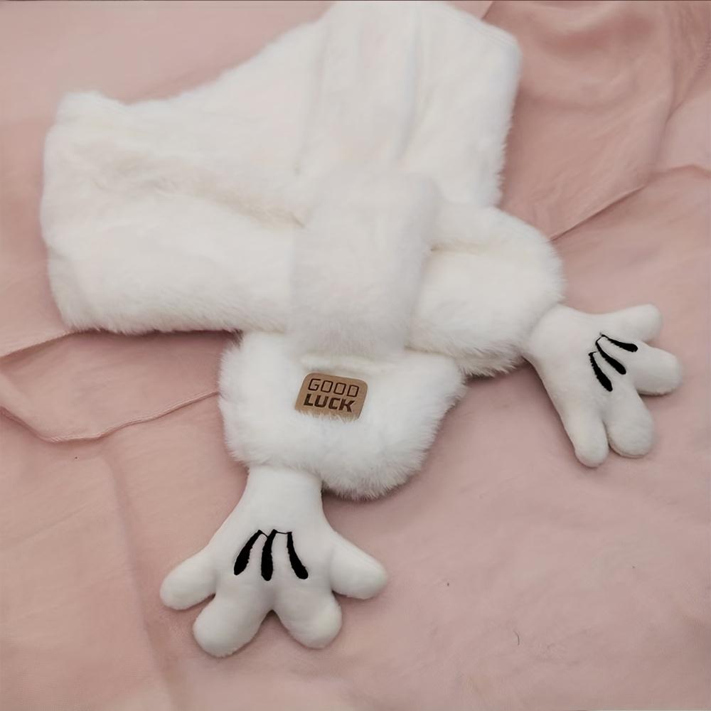 1pc & Winter Scarf - Soft Breathable Cross Scarf with White Paw Print & Bone-like Button-like Closure, Grey/Beige/Pink Color Options (No-Slip for), Minimalist Unisex Neck Warmer for Cold Weather Accessories