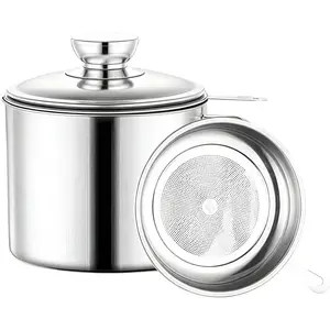 Bacon  Container, 34oz Bacon  Saver with Strainer for Kitchen, Stainless Steel Cooking Oil Container,  Storage Can