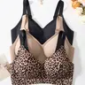 Women's Sexy Style Leopard Print Bra, Jelly Bra Without Underwire, Medium Support, Slim-Fitting, Adjustable Straps, All Seasons