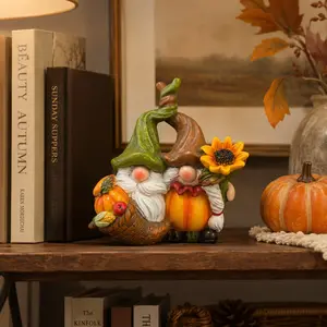 Charming Pumpkin Dwarf Statue, Thanksgiving Sunflower Pumpkin Figurine, Fall Harvest Resin Ornament, Outdoor Garden Decor, Lawn and Patio Decoration