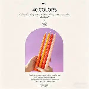 4-Pack 25cm Macaron Color Spiral Candles, Smoke-Free Long-Lasting, Perfect for Home Decor, Table Settings, Weddings, Dates