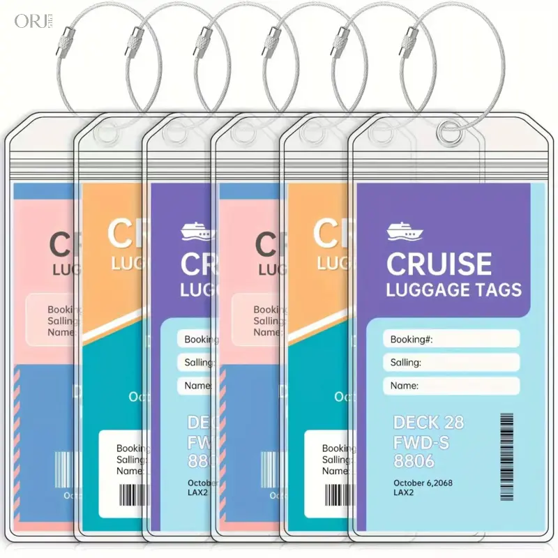 2026 Viral 3 & 6 Pack Clear PVC Cruise Luggage Tags, Waterproof Anti-Lost Hanging Baggage ID Labels, Heavy Duty Travel Must Have Accessories for Royal Caribbean Cruise Ship Vacation Suitcase Markers,Gothic,Halloween,DIY,necklace,,je,san,juda,tadeo pendant