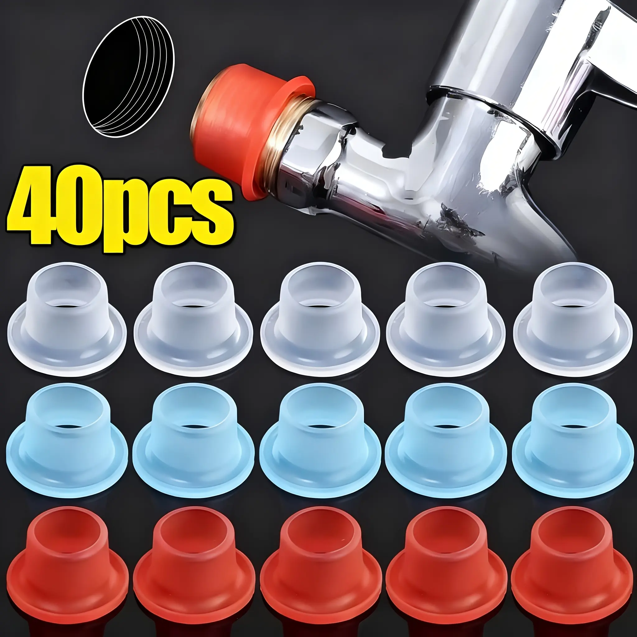 40 High-Quality Silicone Faucet Sealing Washers - Washers And Tape to Prevent Dripping And Leaking, Waterproof And Durable, Waterproof Washers |   Durable Faucet Washers for Bathroom Use