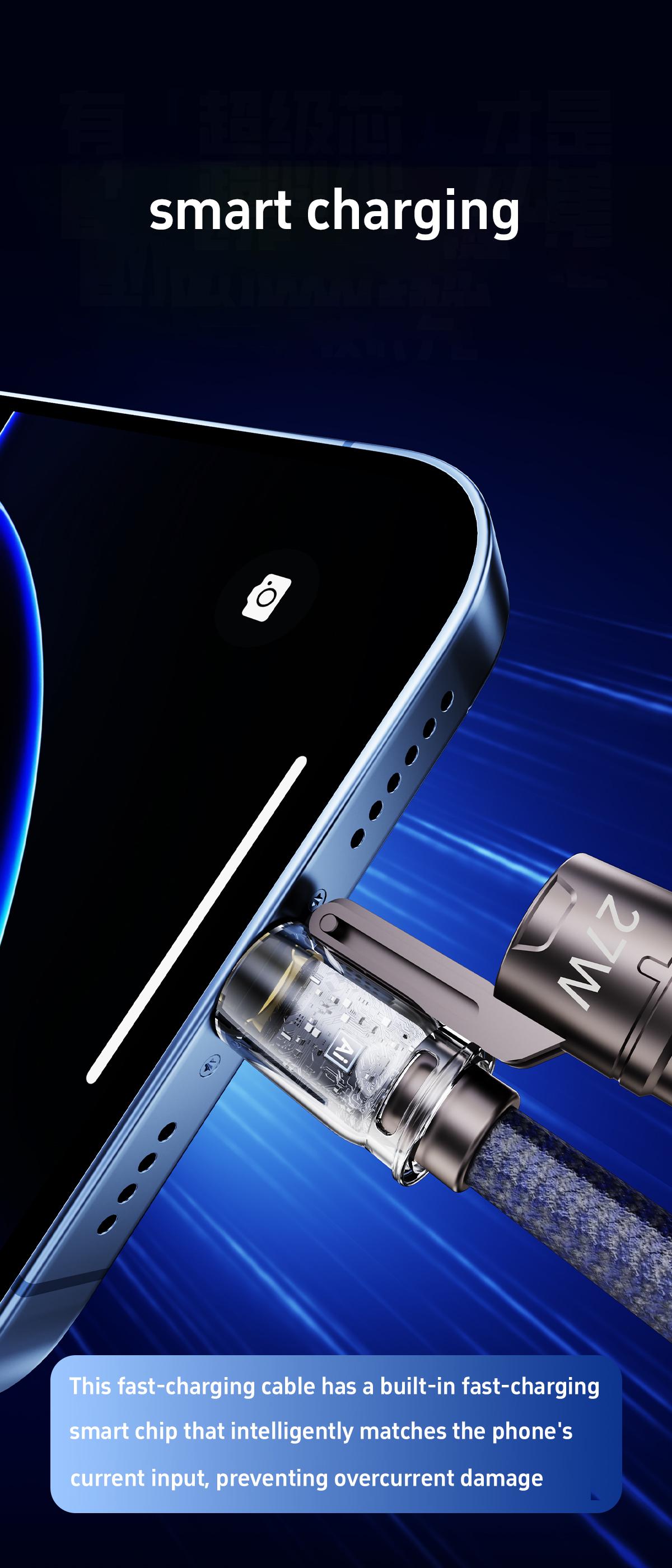 Navy Blue 4-in-1 Fast breathing Charging Cable for Apple Lightning & Android Type-C Devices Braided Wires Compatible with Mobile Phones Laptops Tablets Cellphone Charger 240w USB-C PD Long Cord Bend Resistant