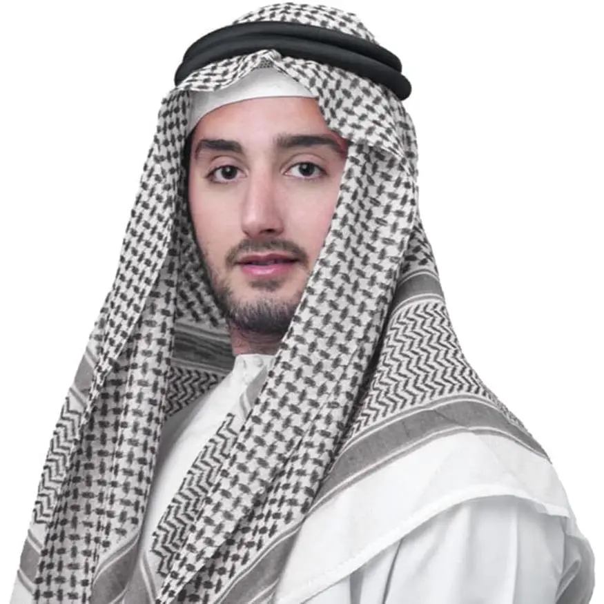 Keffiyeh Shemagh Scarf for Men, Traditional Red and White Polyester Arab Head Wrap with Agal Rope, 54x54 Inch for Muslim Fashion, Ramadan