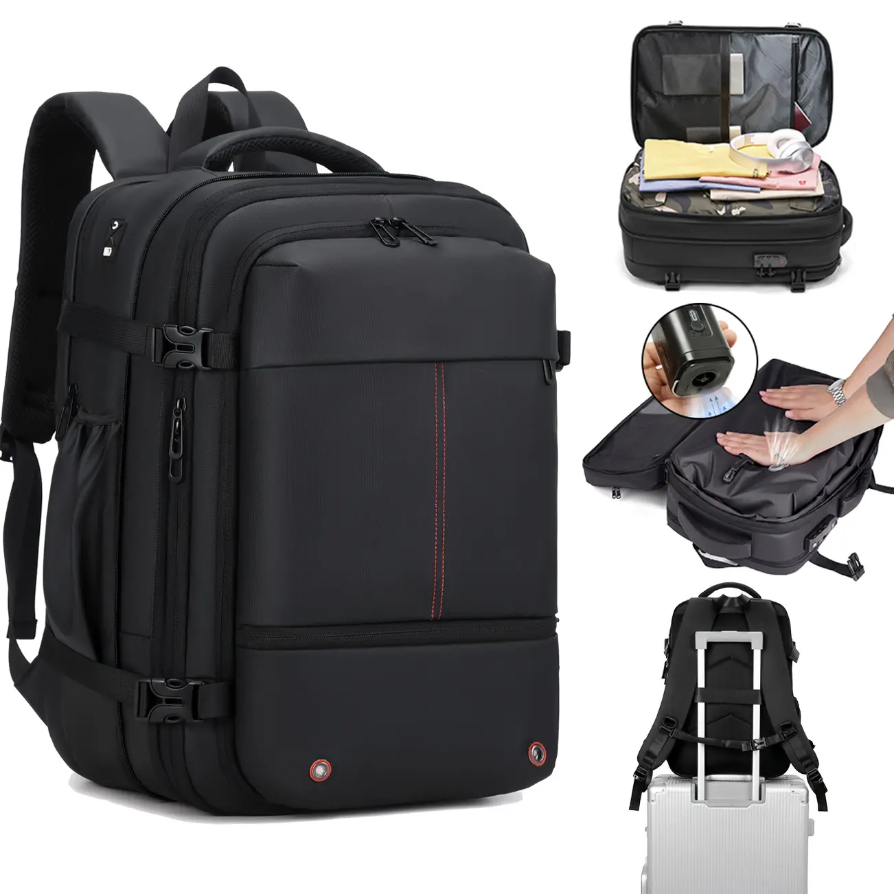 Adults' High-Capacity Dual-Functional Casual Daypack - Adjustable Shoulder Strap, Vacuum Compression, Dry-Wet Separation, Laptop-Friendly, Foldable, for International Travel, Outdoor Sports