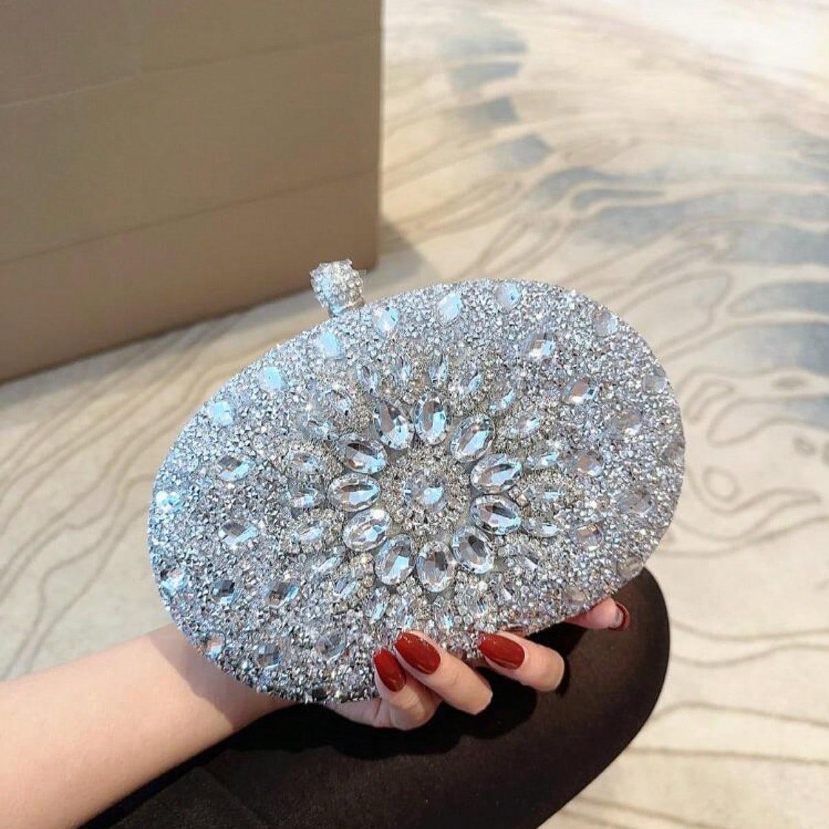 Rhinestone Decor Purses for 2026, Inspired Bride Clutch Handbag Bucket Bag Mini Bag Faux Evening Bag Dinner Bag Glamorous Crossbody Bags Shoulder Bag for Woman Perfect for Party, Dinner, Christmas