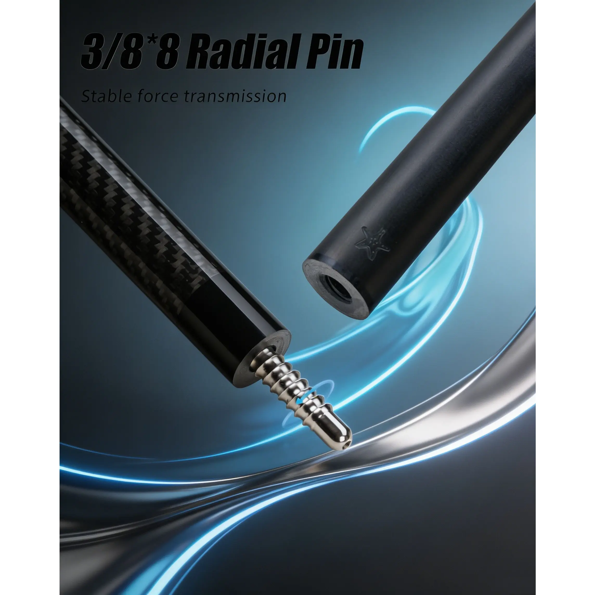 Professional Carbon Fiber Pool Cue 58Inch Low Deflection Billiard Stick 3/8 8Pin Joint 12.5mm Tip High Performance