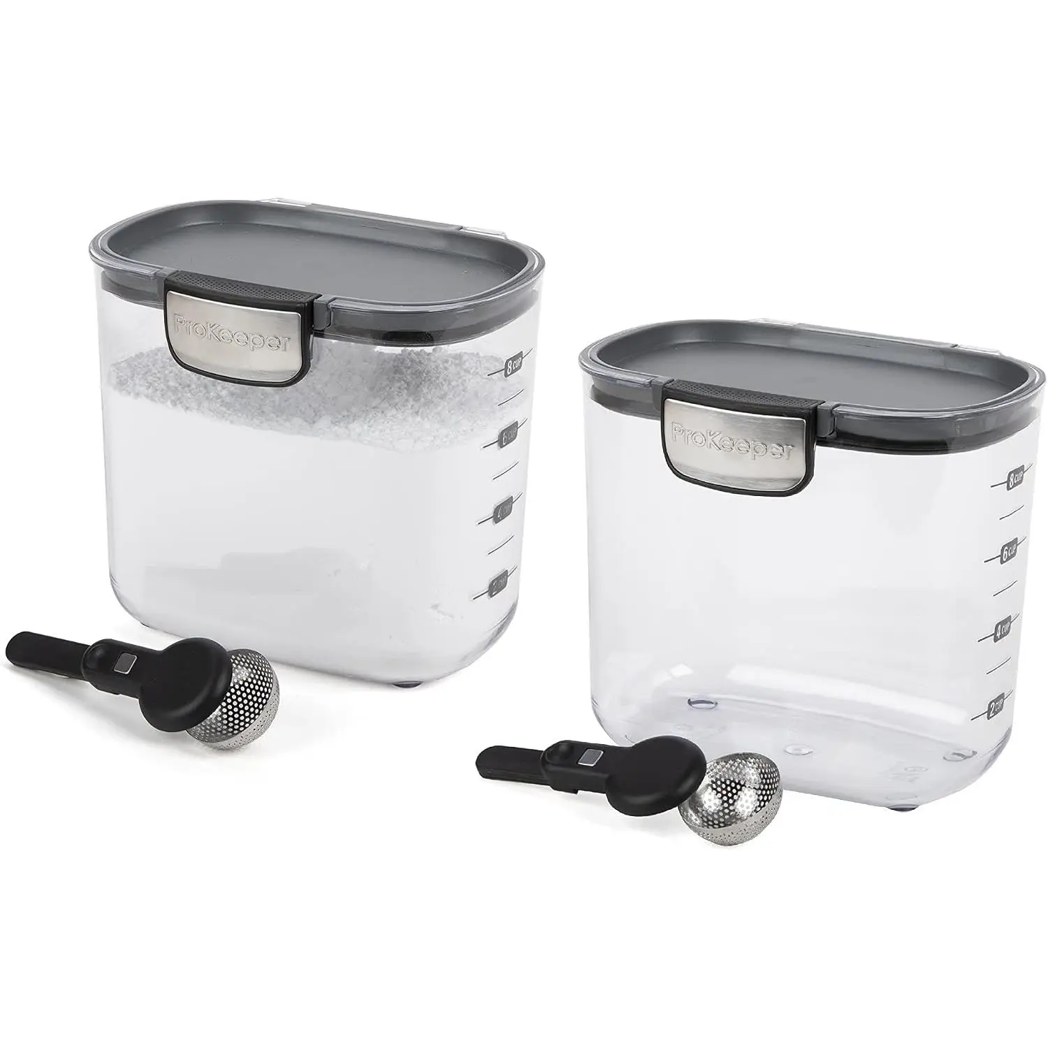 International ProKeeper+ Clear Plastic Airtight   Kitchen Storage Organization Container Canister Set with  Accessories, 2-  Set (Powdered Sugar 1.4-Quart)