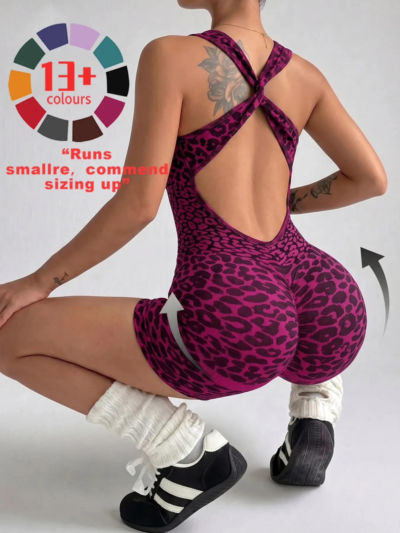Seamless Women's Leopard Print Jumpsuit Shorts Athletic Jumpsuit Stretchy Sports Jumpsuit Sportswear Jumpsuit Workout Jumpsuit High Stretch Detachable Bra Cups Ideal for Daily Wear and Outdoor Sports