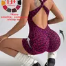 【Black Friday】Women's Seamless Leopard-Print Workout Romper, Sleeveless High-Stretch Athletic Romper with Removable Bra Cups for Daily Wear and Outdoor Sports