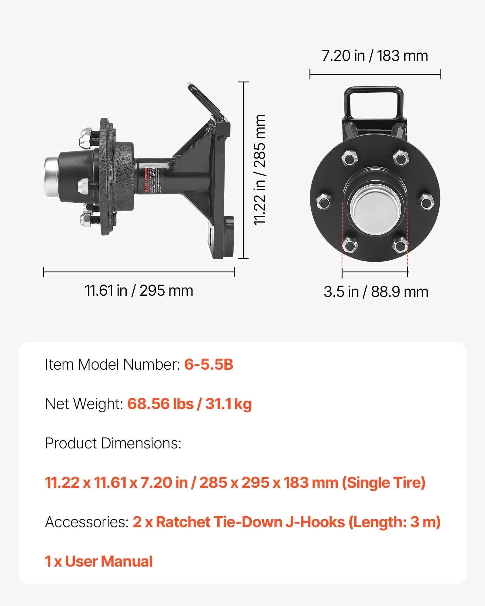 VEVOR Shipping Container Wheels 6-Lug Wheels Kit, Heavy Duty Shipping Container Axle with Ratchet Tie Down-Moves 20 ft - 40 ft, Secure Transport for Dock, Warehouse, Construction Site, Black