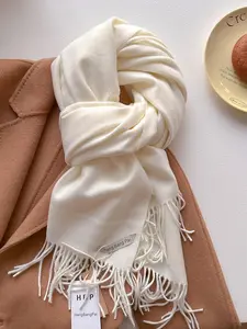 Solid Color Fringe Trim Design Scarf, Casual Soft Warm Shawl for Daily Wear, Fashion Accessories for Women & Girls