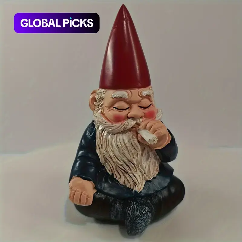 Smoking gnome garden statue-resin gnome sculpture, decorative garden sculptures, suitable for outdoor decoration, perfectly matched with courtyard and lawn-charming fairy tale theme #GLOBAL PICKS