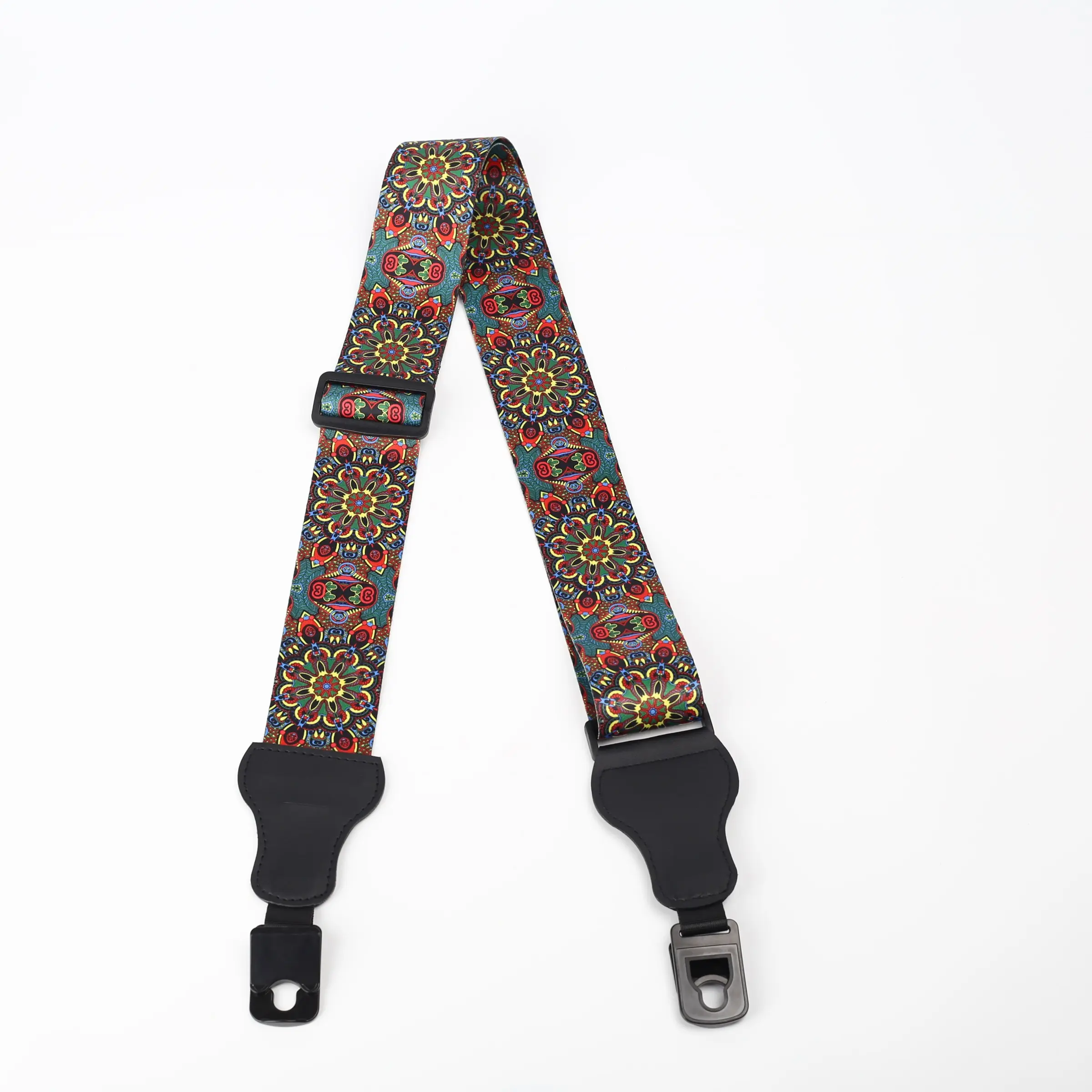 Automatic Lock Guitar Strap, Quick Release Buckle, Leather Ends with Pick Pocket, Adjustable Length, Includes Strap Pins and Picks