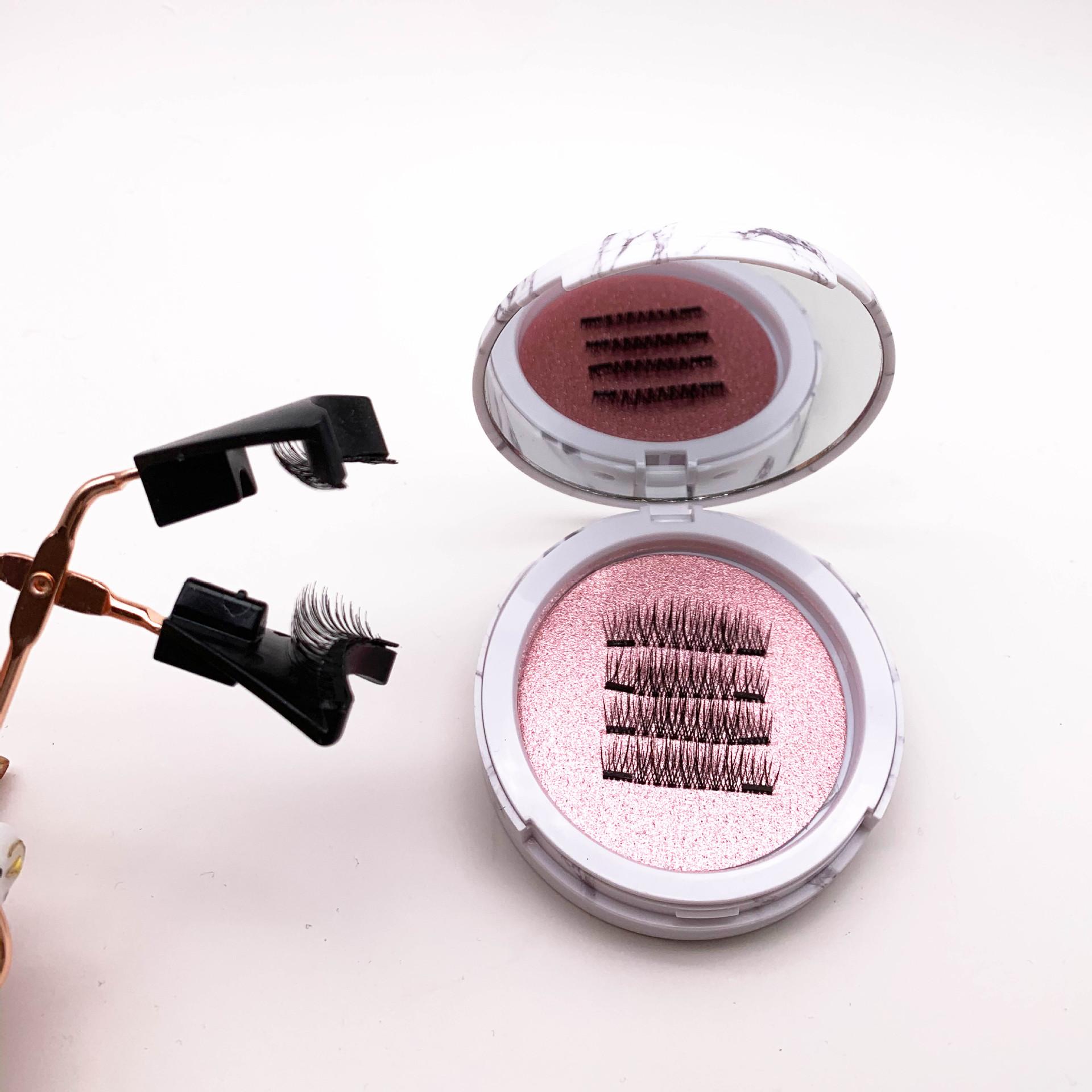 24P Half Eye Double Magnet Magnetic Eyelashes 16 Pieces with Clips Waterproof Reusable False Lashes for Party Daily Use