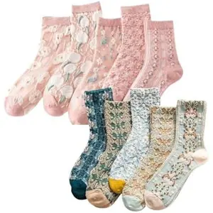 Lavish Lavender Argyle Socks: Elegant Vintage Floral Frill & Jeweled Cotton Detail  Spring & Summer Style