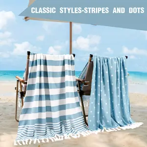 2-Pack Turkish Beach Towels, 39x71in/100x180cm Extra Large Sandproof Quick-Dry Compact, Ideal for Beach, Bathtub, Pool, Travel, Yoga, Camping