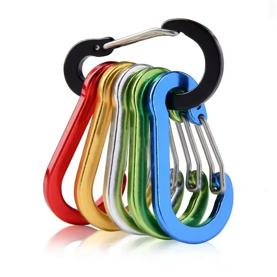 6 Pcs Aluminum Alloy Carabiner Keychain Outdoor Camping Climbing Snap Clip Cycling Hiking Lock Buckle Hook Fishing Accessories