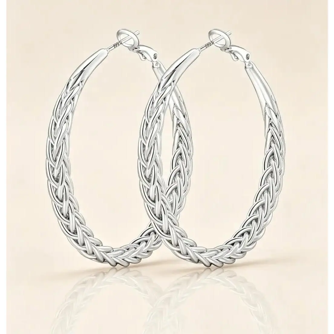 925 Sterling Silver Twisted Hoop Earrings Hypoallergenic Lightweight Braided Large Hoops for Women Sensitive Ears Fashion Jewelry Everyday Gift