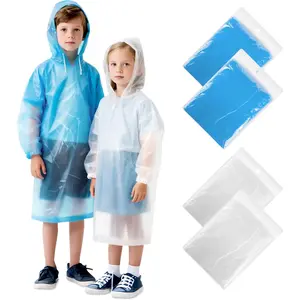 4/6 Pack Disposable Rain Poncho for Kids/Adults - Emergency Rain Poncho with Hood, Ponchos Family Pack for Outdoor