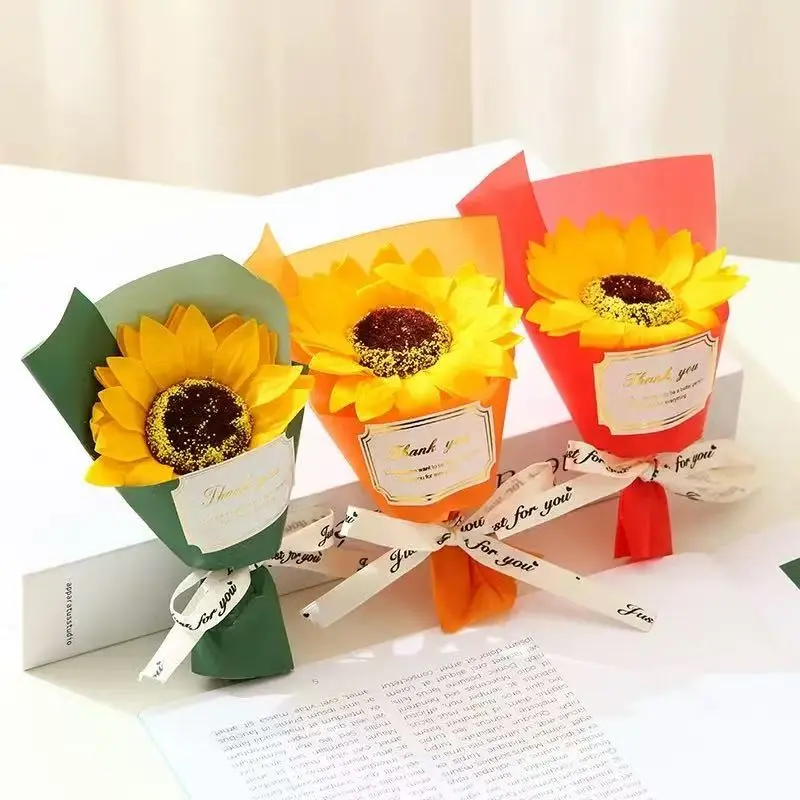 3pcs Artificial Sunflower Bouquet, Perfect Gift for Valentine's Day, Mother's Day, Christmas, Birthday, Decorative Arrangement, Artificial Flower Decorations