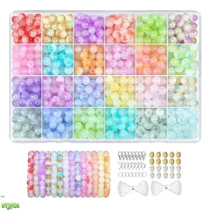 360-Piece Gradient Jelly Glass Beads Jewelry Making Kit, 8mm Smooth Polished Round Beads with Spacer Beads and Charms, Friendship Bracelets Making Kit Ideal for DIY Friendship Bracelets, Earrings, Necklaces and Girls Craft Projects,Summervibes