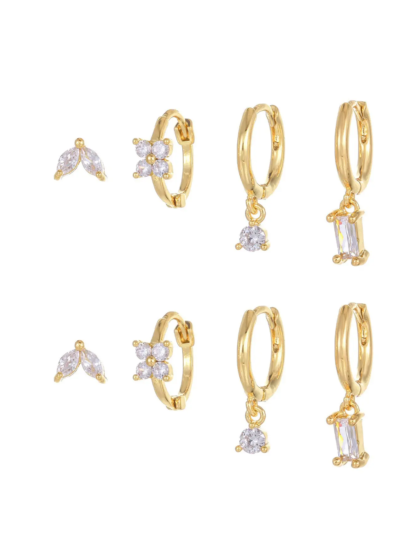 4 Counts/4 Pairs Women's Stainless Steel Hoop Earrings Set, Shining Earrings, Sparkling Ear Jewelry, Rhinestone Butterfly Design, Elegant Jewelry for All Seasons, Choking Hazard Warning