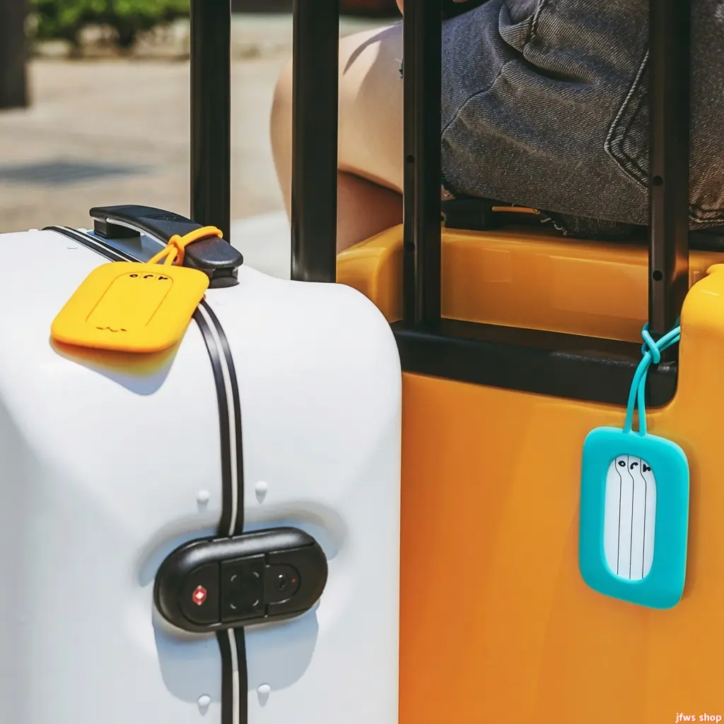 2 Pack Multi-Color Silicone Luggage Tags with Lanyard, US-Designed Anti-Lost Travel Accessory for Suitcases & Handbags, with Name-Writing Space for Business Trips & School Use