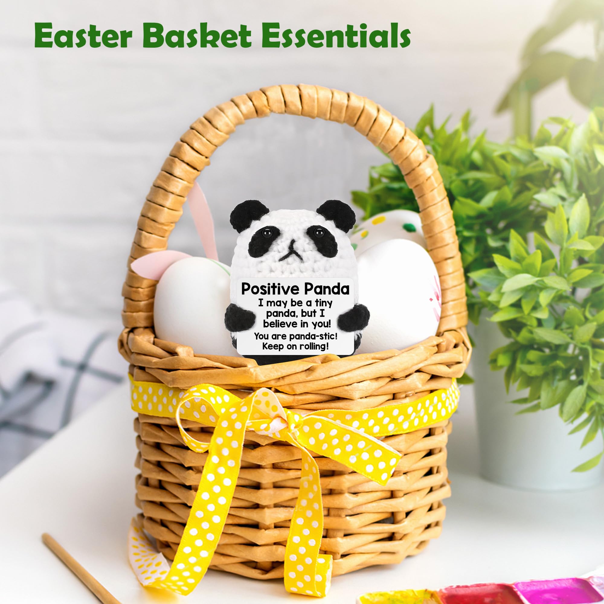 Soft Handmade Crochet Panda Stuffed Animal,Emotional Support Plush for Anxiety Relief,Birthday Gifts for Women Men,Teacher Appreciation Gifts,Easter Basket Stuffers for Boys Girls Teens,Cute Mini Companion Toy for Home Decor & Festival Gifting