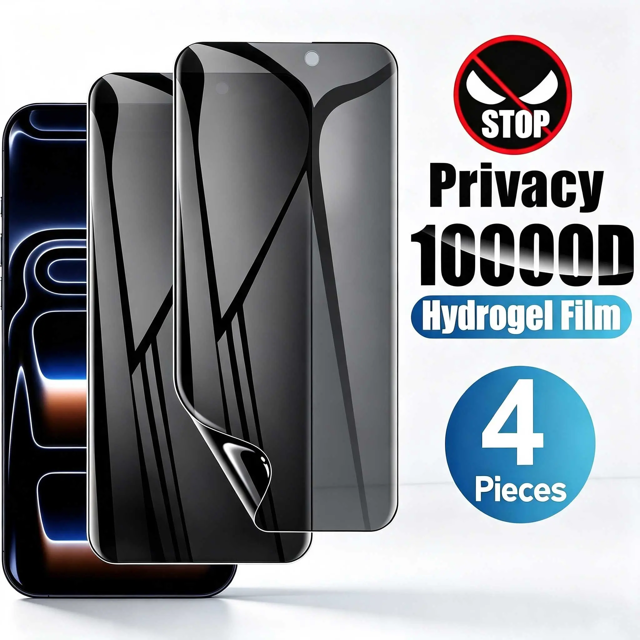 4 Pack Anti Spy Full Cover Soft Hydrogel Film For iPhone 17 Pro Max 17 Air 16 16e 15 14 13 12 11 16 Pro Max 15 Pro Max Plus Screen Protector For iPhone X XS XS Max XR Privacy Hydrogel Film (Not Glass)