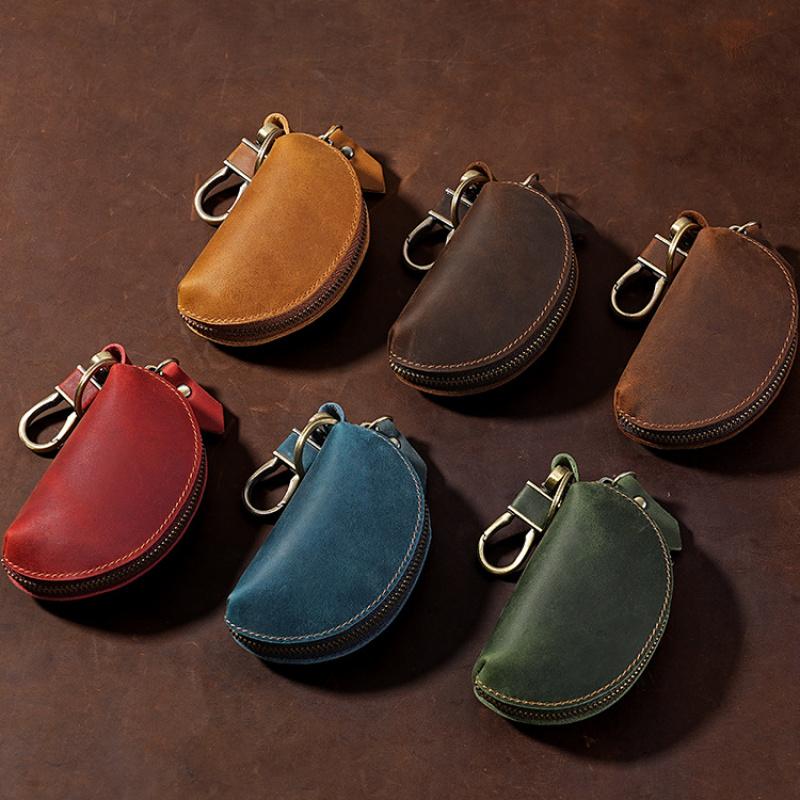 Car key case, creative and personalized key pouch for men and women, vintage leather car key protective cover, gift for boyfriend, holiday gift for dad