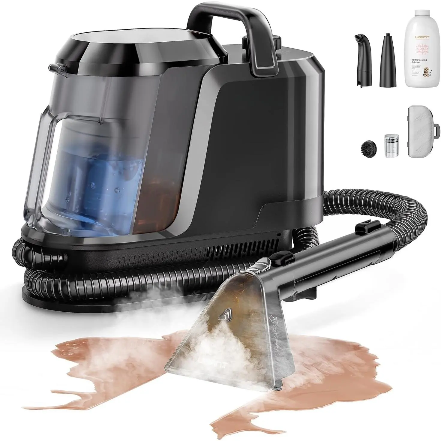 Carpet Cleaner Machine with Steam&Hot&Cold Water System 18Kpa  Suction Upholstery Cleaner Machine with Textile Cleaner for Pets, Carpet Steam Cleaner with Specialty Tools for