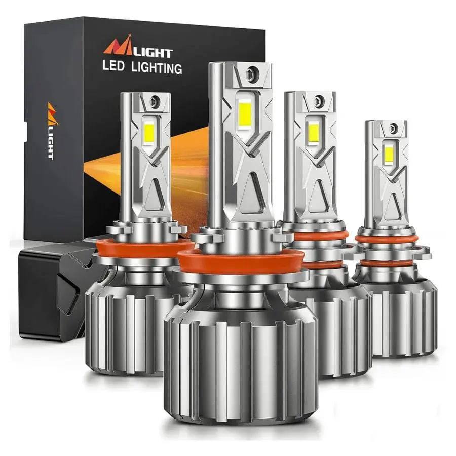 Nilight H11/H9/H8 9005/HB3 LED Headlight Bulbs FS1 Series | 4 BULBS, Car Headlights, High Lumen Headlight