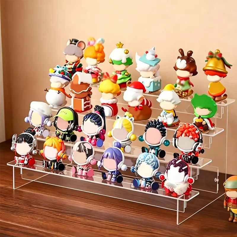 1PC Multifunctional Acrylic Step Storage Rack, Transparent Display Shelf for Blind Boxes, Dolls & Figures, Removable Divider Shelves Organizer, Ideal for Collectible Figures, Cosmetics, Desserts and More