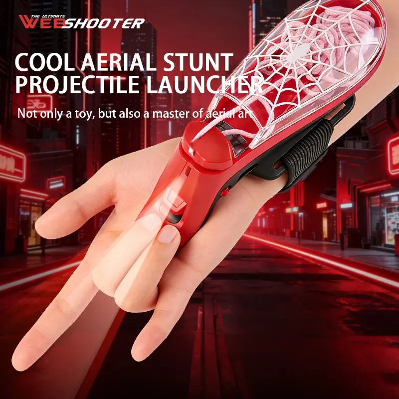 Night Light Rope Launcher, Automatic Recovery Stress Relief Toy, Rechargeable LED Retractable Spider Silk Emitter, Kids Outdoor Toy, Boy Girl Gift