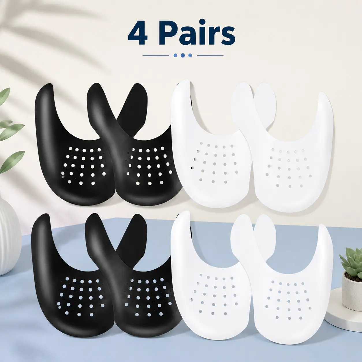 4 Pairs Shoe Crease Protectors, Anti-Wrinkle Footwear Toe Box Guards, Shoe Shields Inserts for Men US7-12 Women US5-9, Ideal for Basketball, Daily Wear