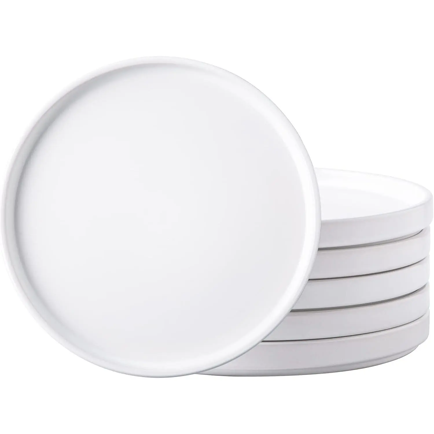 Ceramic Dinner Plates Set of 6, 10.0 Inch Matte Stoneware Plates for Kitchen,Modern Flat Dinnerware Dishes Set,Microwave& Dishwasher Safe, Scratch Resistant, Matte white